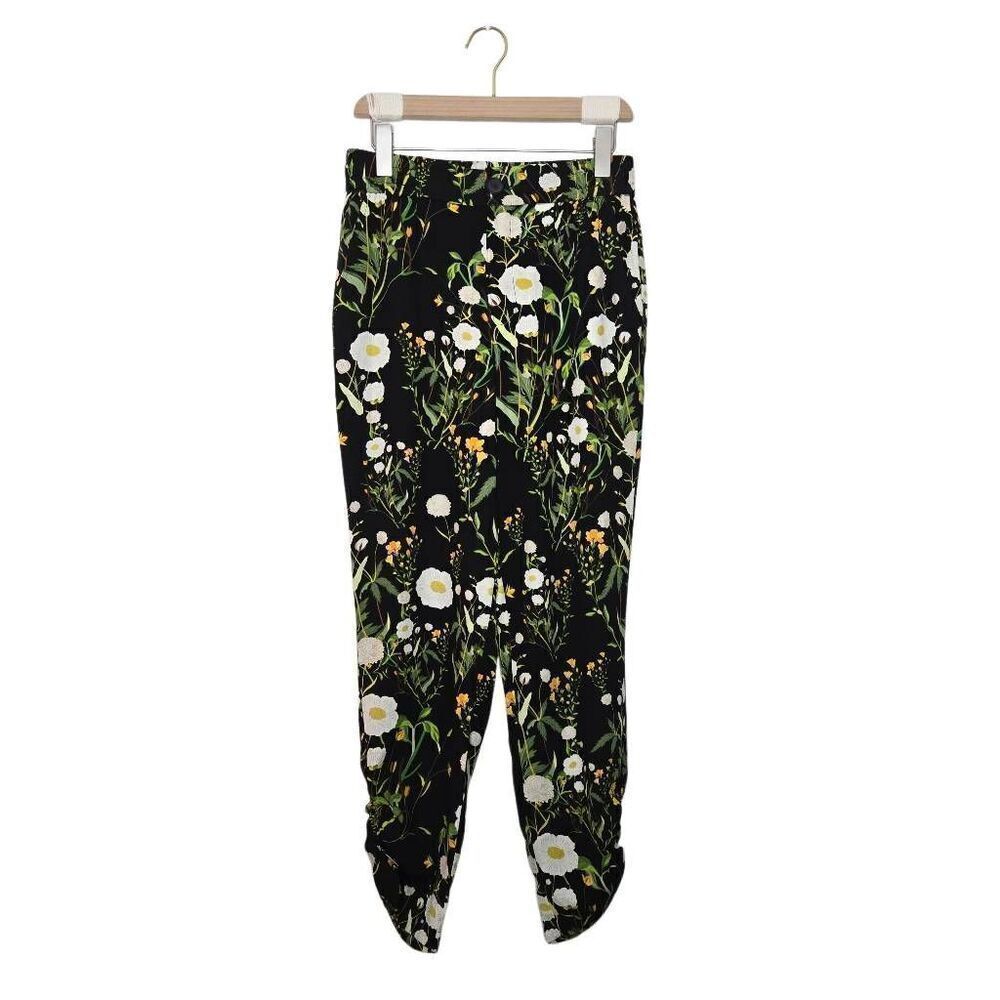 Cabi Chi Chi Floral Pants Black Trouser Tapered Size Small Spring Summer